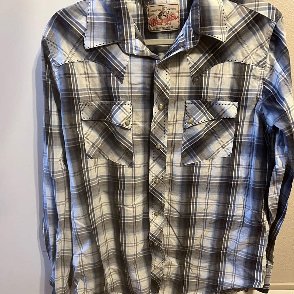 Wrangler Plaid snap up long sleeve shirt